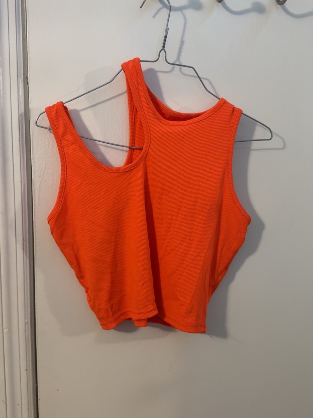 SHEIN Bright Orange Ribbed Tank Top